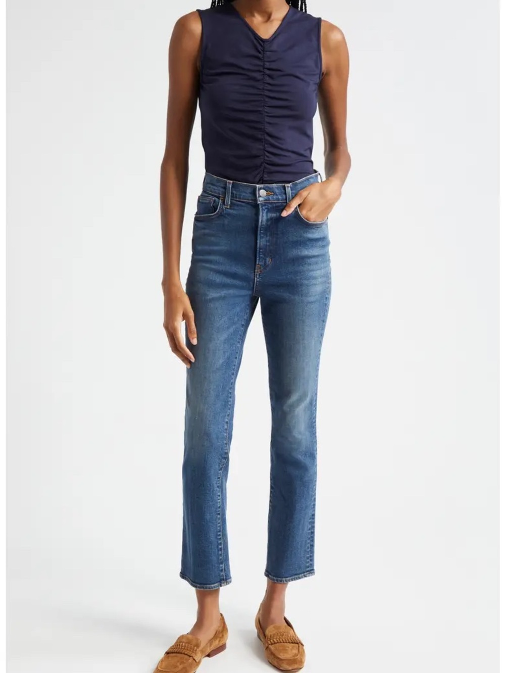 Veronica Beard Ryleigh Slim Straight High Rise Medium Wash Jeans